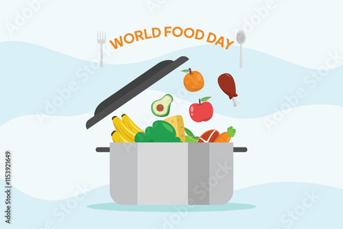 World Food Day concept. Colored flat vector illustration isolated.