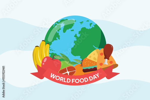 World Food Day concept. Colored flat vector illustration isolated.
