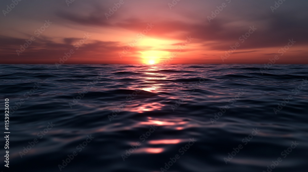 Fototapeta premium Stunning Sunset Over the Ocean: A Captivating View