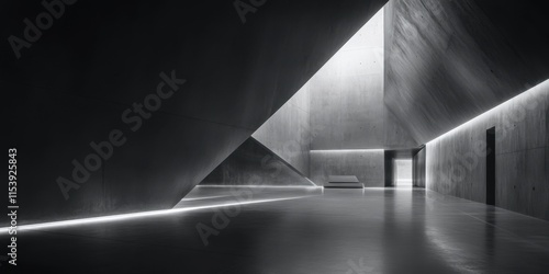 Interior arquitectónico moderno con luz tenue