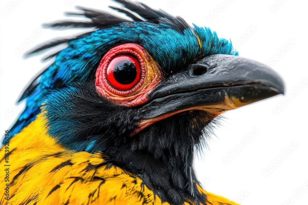Fototapeta premium Vibrant Yellow and Blue Bird Close-Up