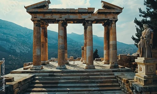 Ancient Greek Temple at Delphi, Greece: A Majestic View