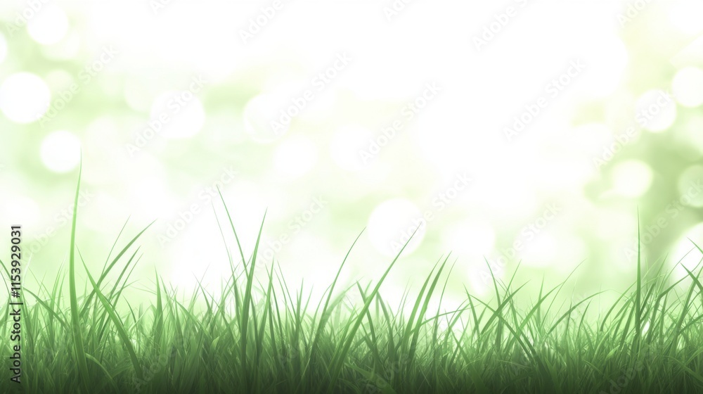 Fototapeta premium Paisaje verde con hierba y bokeh