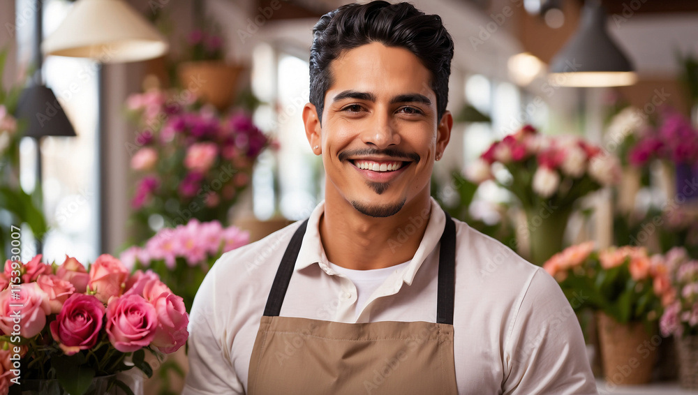 A Smiling Attractive Hispanic Male Radiating Confidence and Charm A Smiling Attractive Hispanic Male Radiating Confidence and Charm