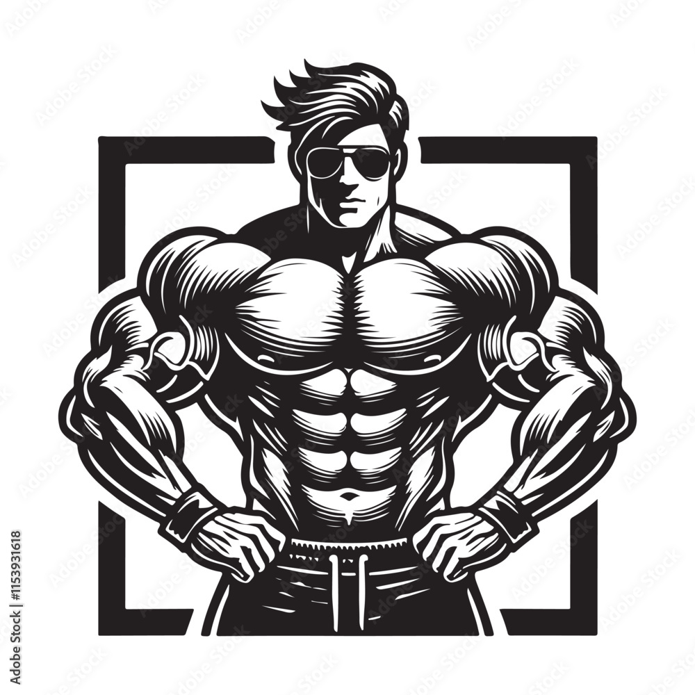 Obraz premium Gym Fitness silhouette vector with white background