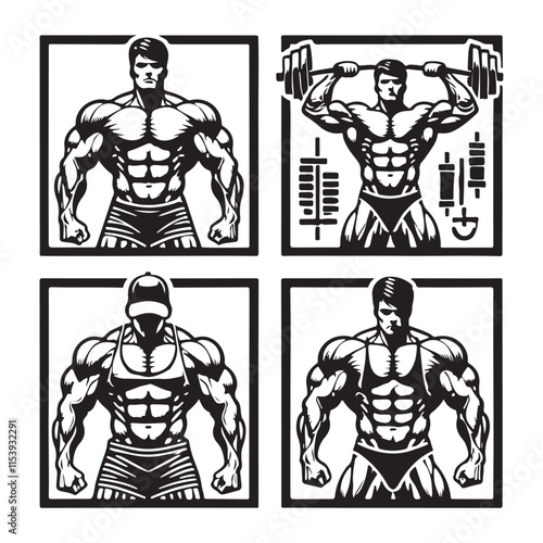Gym Fitness silhouette vector with white background