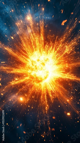 Wallpaper Mural Fiery Explosion, Glowing Sparks, Abstract Background Torontodigital.ca