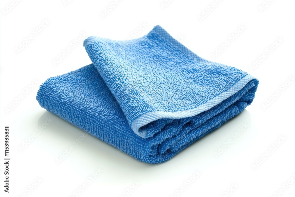Folded Blue Cleaning Cloth on White Background Folded Blue Cleaning Cloth on White Background