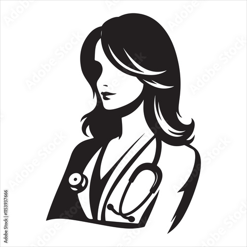 Female doctor silhouette vector. Female doctor icon silhouette illustration