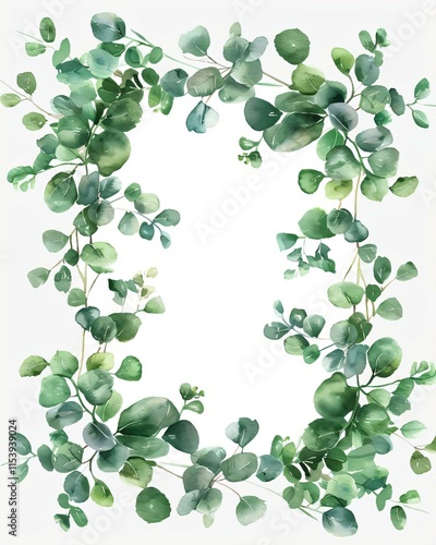 Green eucalyptus wreath is isolated white background part threepiece series photo