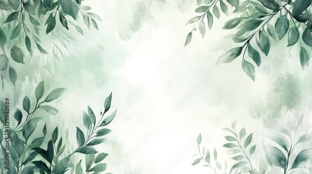 Fototapeta premium Floral watercolor artwork studio digital illustration serene nature close-up botanical aesthetics for home decor