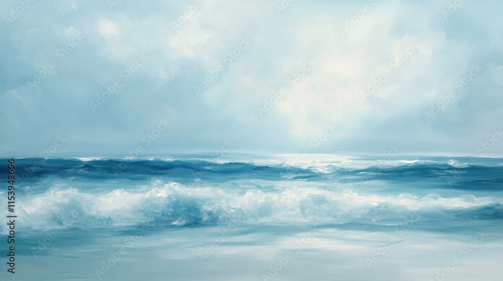 Paisaje oceánico con olas y cielo azul Paisaje oceánico con olas y cielo azul