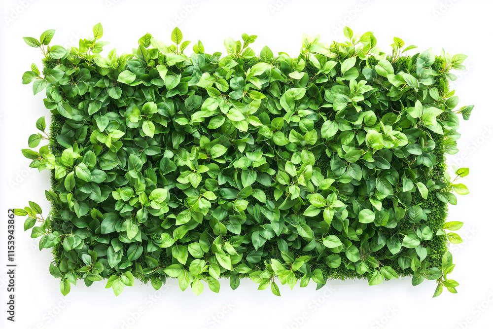 Obraz premium Selective focus green bush wall in garden isolated on white background, Landscape view of bush plant for decorative in backyard garden on white.