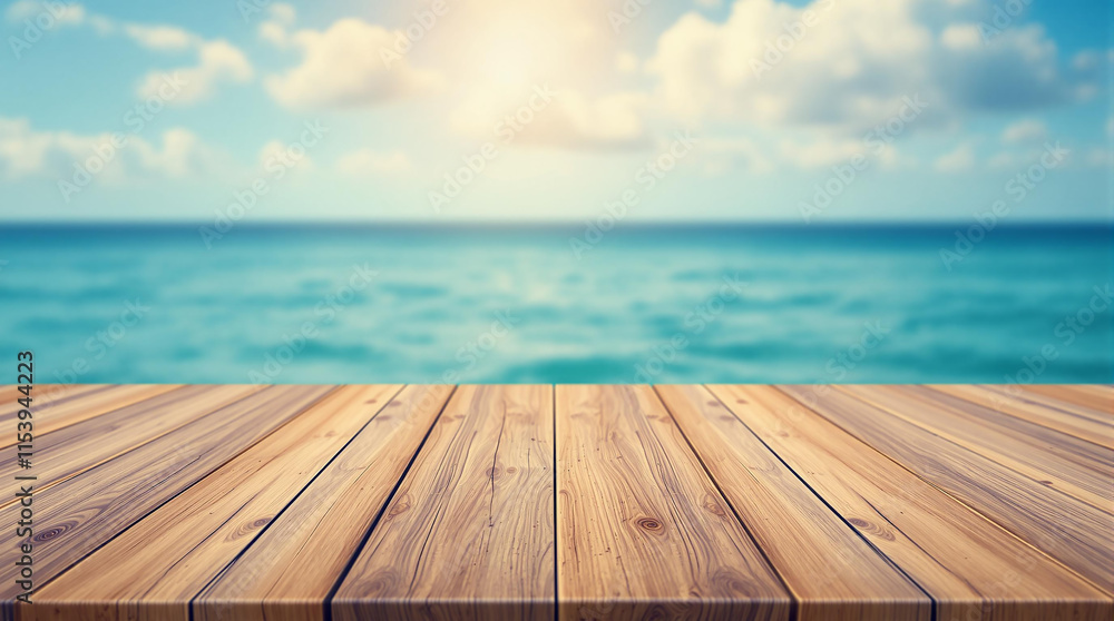 Wooden deck overlooking a tropical island paradise Wooden deck overlooking a tropical island paradise