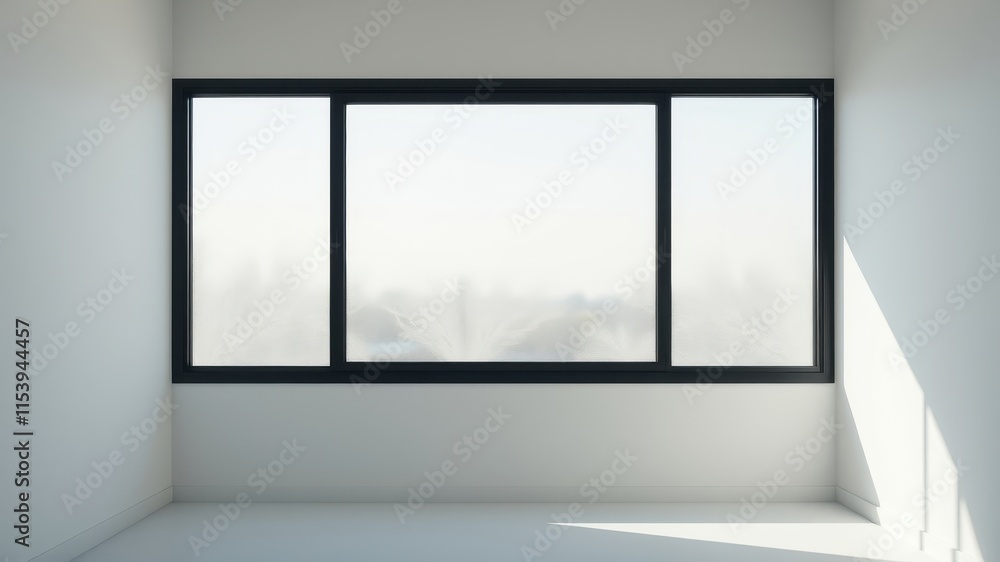 Empty Room with Large Modern Window and Sunlight Empty Room with Large Modern Window and Sunlight