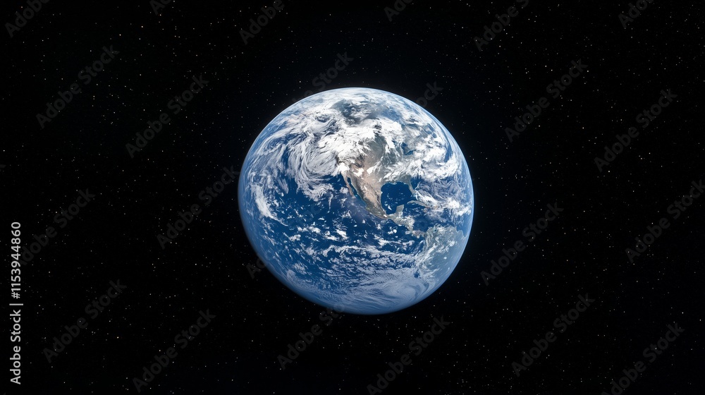Earth from Space: Beautiful Planet Surrounded by Stars Earth from Space: Beautiful Planet Surrounded by Stars