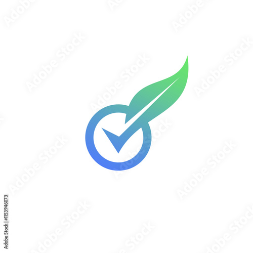 Check leaf logo vegetarian quality ecology vegan green eco element organic symbol.