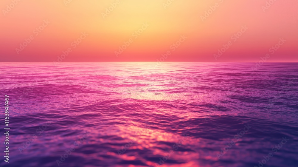 Fototapeta premium Serene Sunset Over Calm Ocean Waves in Vibrant Purple Hues