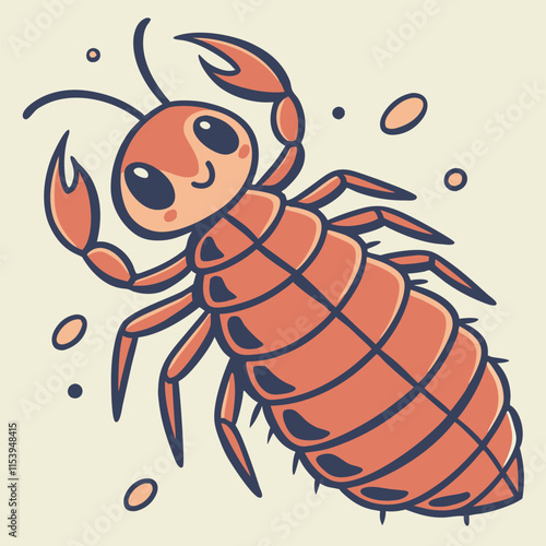 Watercolor cartoon louse animation, digital design for educational projects, vector illustration