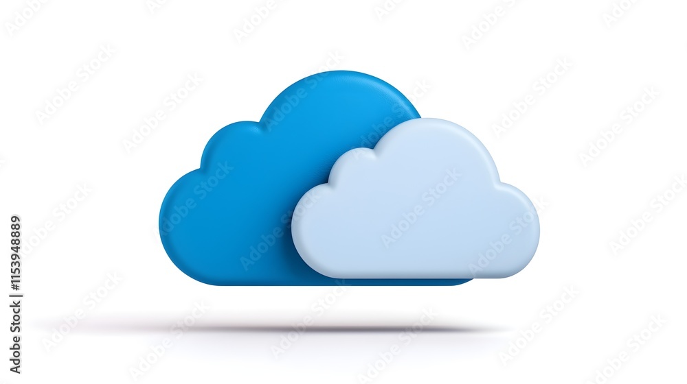 Abstract Illustration of Blue and White Clouds on a White Background Abstract Illustration of Blue and White Clouds on a White Background