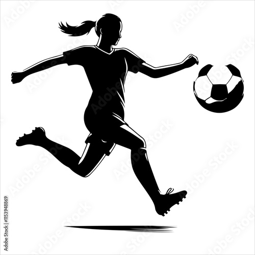 
Female soccer player silhouette vector. Women Soccer Player icon silhouette illustration