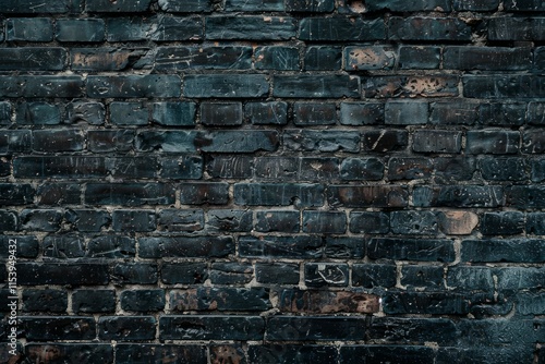 Photo of Old ghetto black brick wall. Background texture for backdrops or mapping