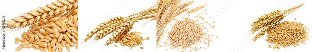 Horizontal wheat ears, isolated on white with a clipping path, full depth of field, stock image. Horizontal wheat ears, isolated on white with a clipping path, full depth of field, stock image.