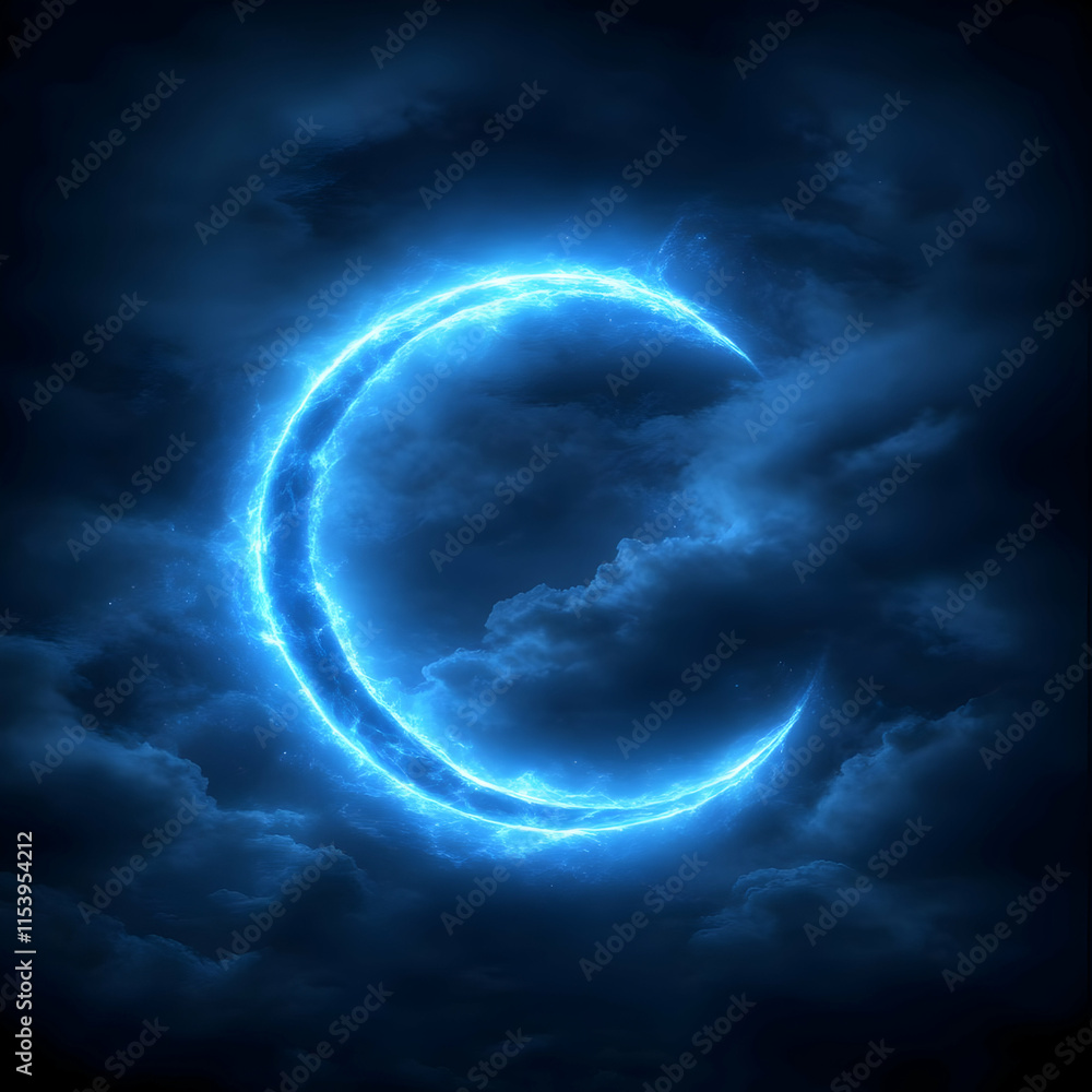 Glowing Crescent Moon Abstract Background Glowing Crescent Moon Abstract Background