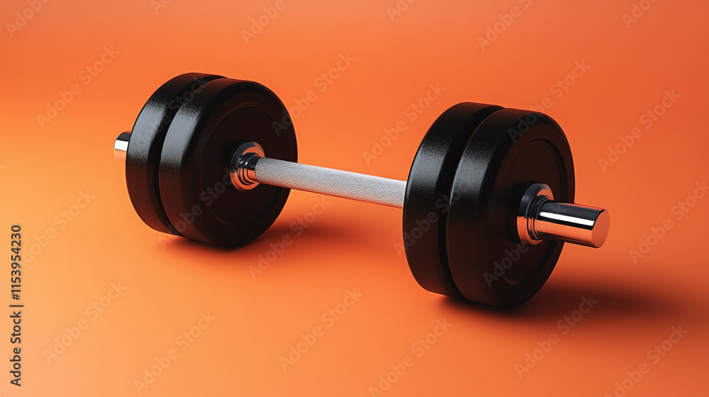 Gym dumbbell illustration on orange background, copy space. fitness sport workout training or exercise equipment, bodybuilding and weightlifting, muscle power and strength, healthy active lifestyle. Gym dumbbell illustration on orange background, copy space. fitness sport workout training or exercise equipment, bodybuilding and weightlifting, muscle power and strength, healthy active lifestyle.