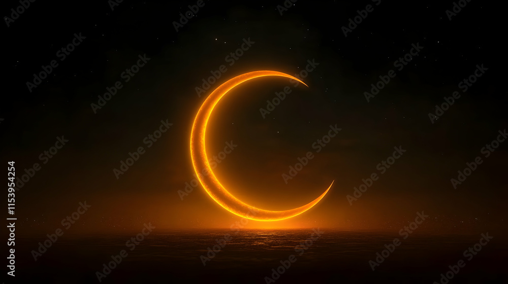 Fototapeta premium Crescent Moon Night Sky Illustration