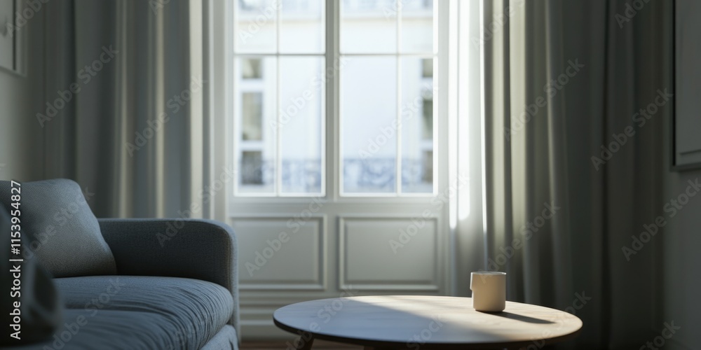 Serene Living Room with Large Windows Serene Living Room with Large Windows