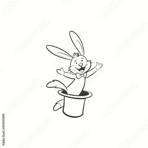 rabbit in magician's hat cartoon. vector cartoon illustration isolated on white background