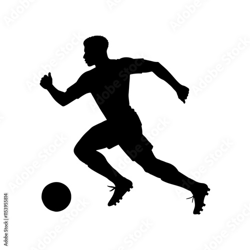 Black american soccer player silhouette vector illustration design on black background.