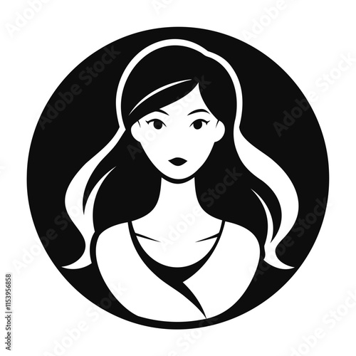 Beautiful Women's icon, silhouette vector Illustration For graphic design project, transparent background