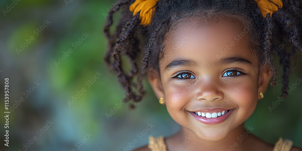 portrait of an black little girl with a smile portrait of an black little girl with a smile