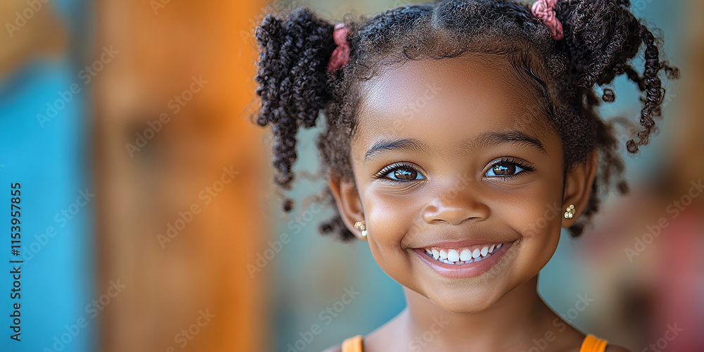 portrait of an black little girl with a smile portrait of an black little girl with a smile