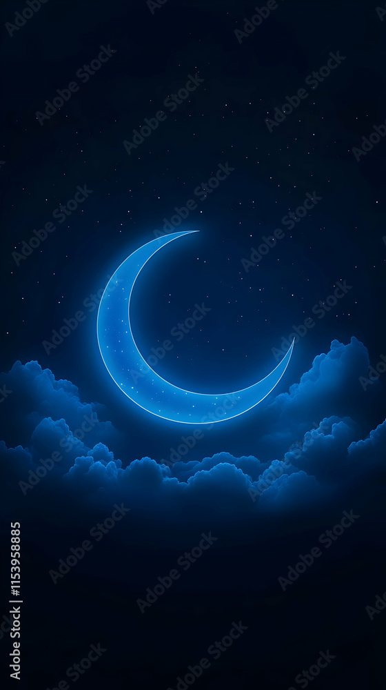 Crescent Moon Night Sky Illustration Crescent Moon Night Sky Illustration