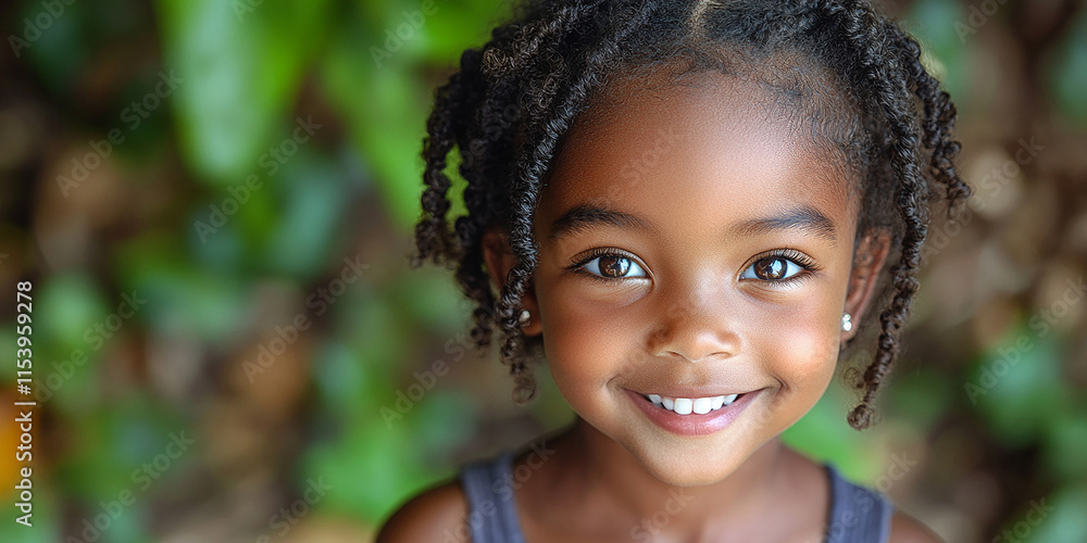 portrait of an black little girl with a smile portrait of an black little girl with a smile