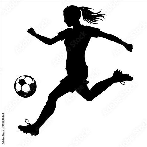 Female soccer player silhouette vector. Women Soccer Player icon silhouette illustration
