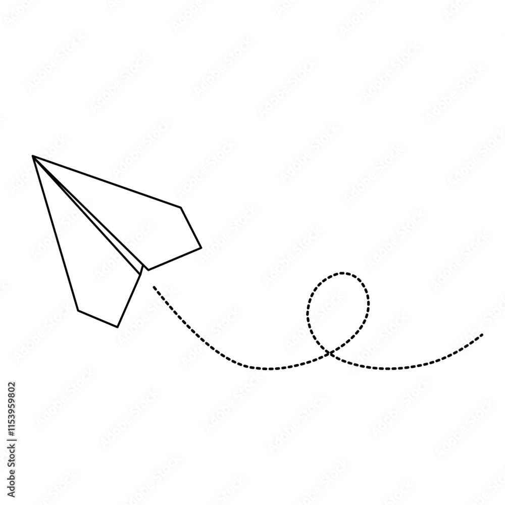 Paper airplane with dotted line vector Paper airplane with dotted line vector