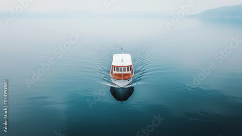 Boat Navigating a Misty Lak...