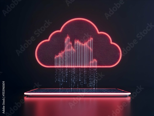 Digital Cloud Data 3D Illustration photo