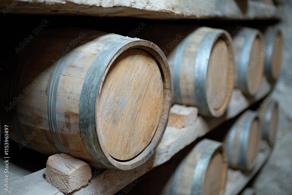 old wine barrels in the cellar of the winery. Winemaking. old wine barrels in the cellar of the winery. Winemaking.