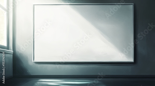 bright clean whiteboard texture with subtle reflections in serene room photo