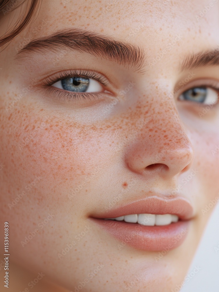 Natural Beauty with Freckles and Glowing Skin Natural Beauty with Freckles and Glowing Skin