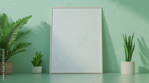 Wallpaper Mural clean whiteboard in modern workspace with green plants adds freshness Torontodigital.ca