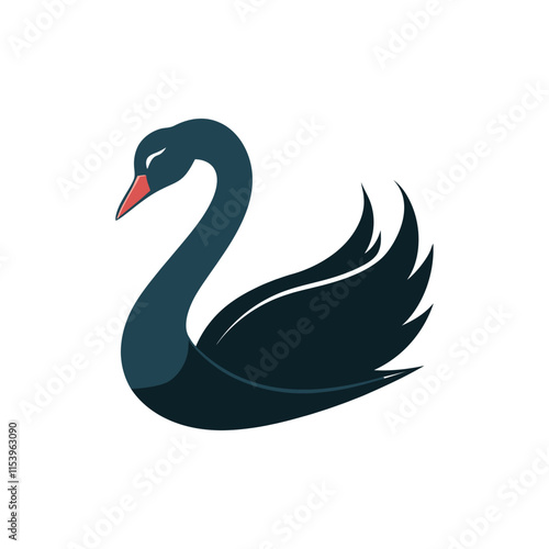 Swan Silhouette Vector White Background