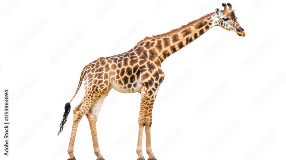 Fototapeta premium A giraffe isolated on white background.