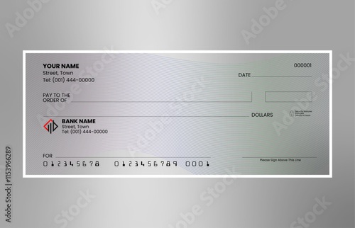 Gradient blank check template, blank check, bank cheque design, vector format