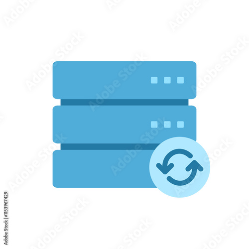 computer server icon with sync symbol. data server symbol. flat style tech icon.